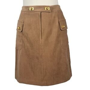 J McLaughlin Vegan Suede Pencil Skirt Womens 6 Chocolate Brown Career Preppy